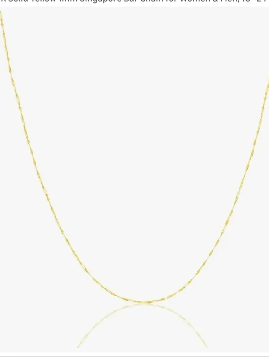NIB 14K Solid Yellow 1mm Singapore Bar Chain 20" - Picture 4 of 14